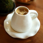 Ceramic Coffee Mug Hidden Sleeping Cat With Wavy Saucer 7.1 Oz