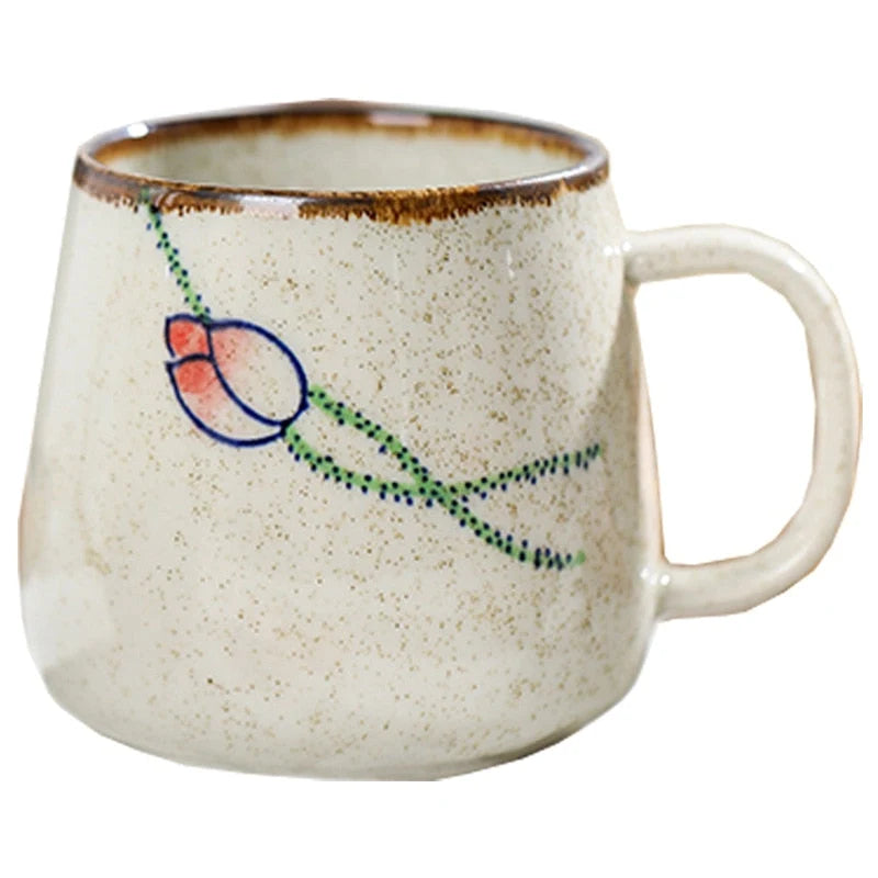 Ceramic Cup Porcelain With Lid And Spoon 12.9 Oz