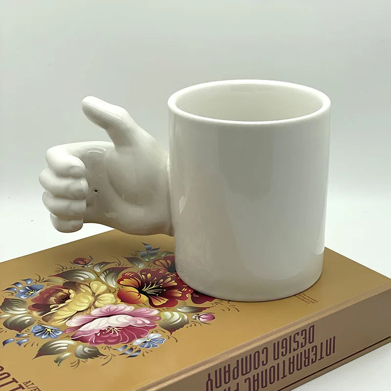 Ceramic Mug Hand-Shaped Design Ergonomic Handle