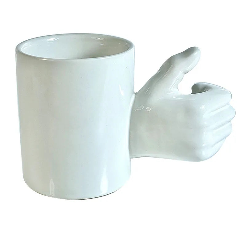Ceramic Mug Hand-Shaped Design Ergonomic Handle