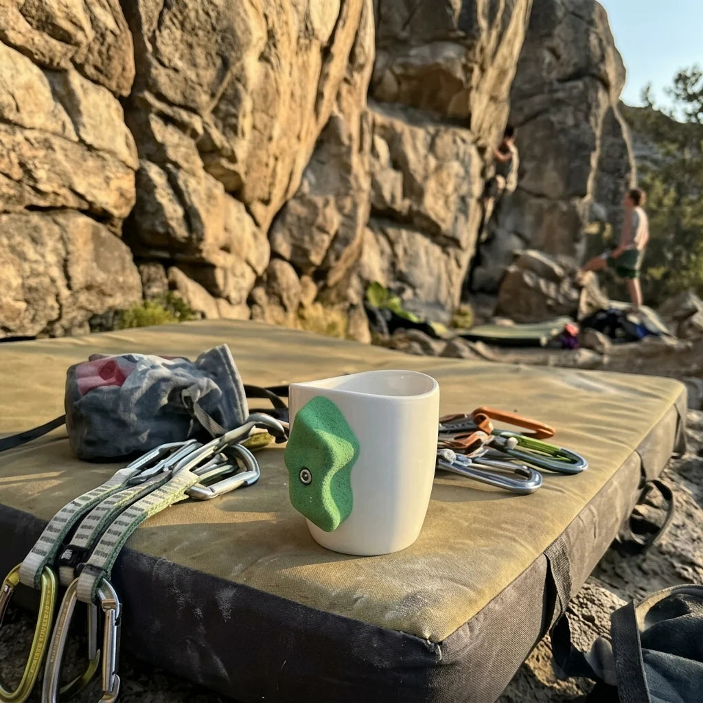 Ceramic Mug Handmade Textured Climbing Hold Grip