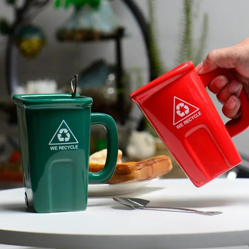Ceramic Mug Recycling Bin Design Spoon & Shovel Included