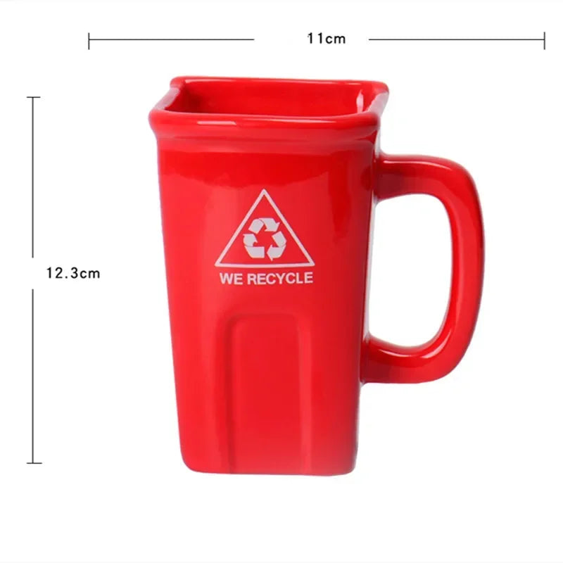 Ceramic Mug Recycling Bin Design Spoon & Shovel Included