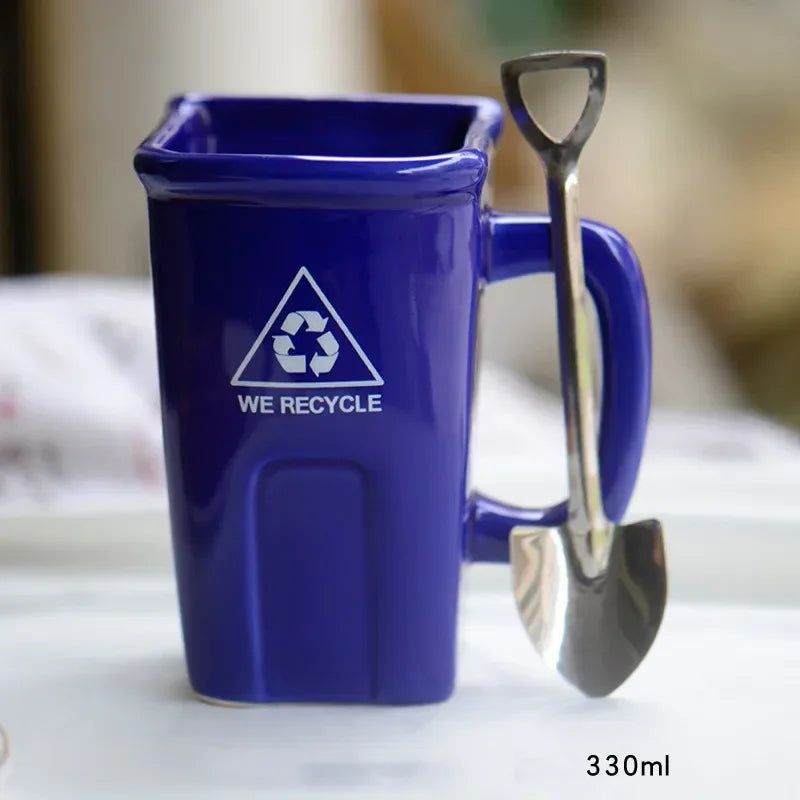 Ceramic Mug Recycling Bin Design Spoon & Shovel Included