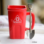 Ceramic Mug Recycling Bin Design Spoon & Shovel Included