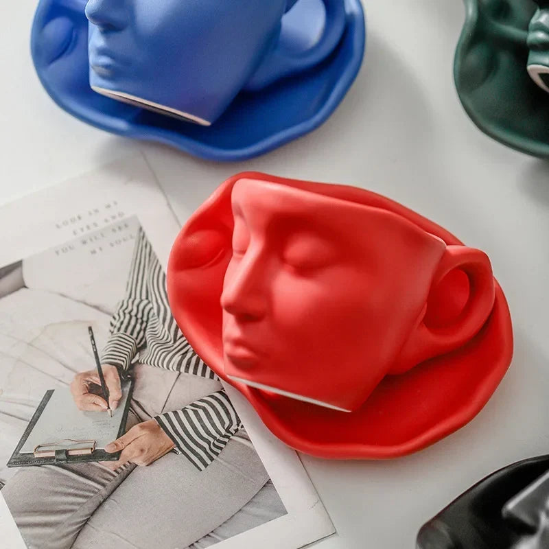 Ceramic Mug Sculpted Face Design Dishwasher Safe