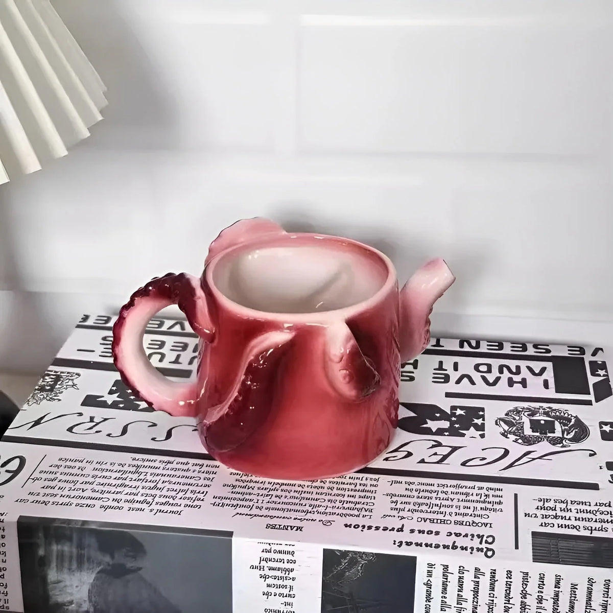 Ceramic Mug Sculpted Octopus Tentacle Handles 11.8 Fl Oz