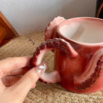 Ceramic Mug Sculpted Octopus Tentacle Handles 11.8 Fl Oz