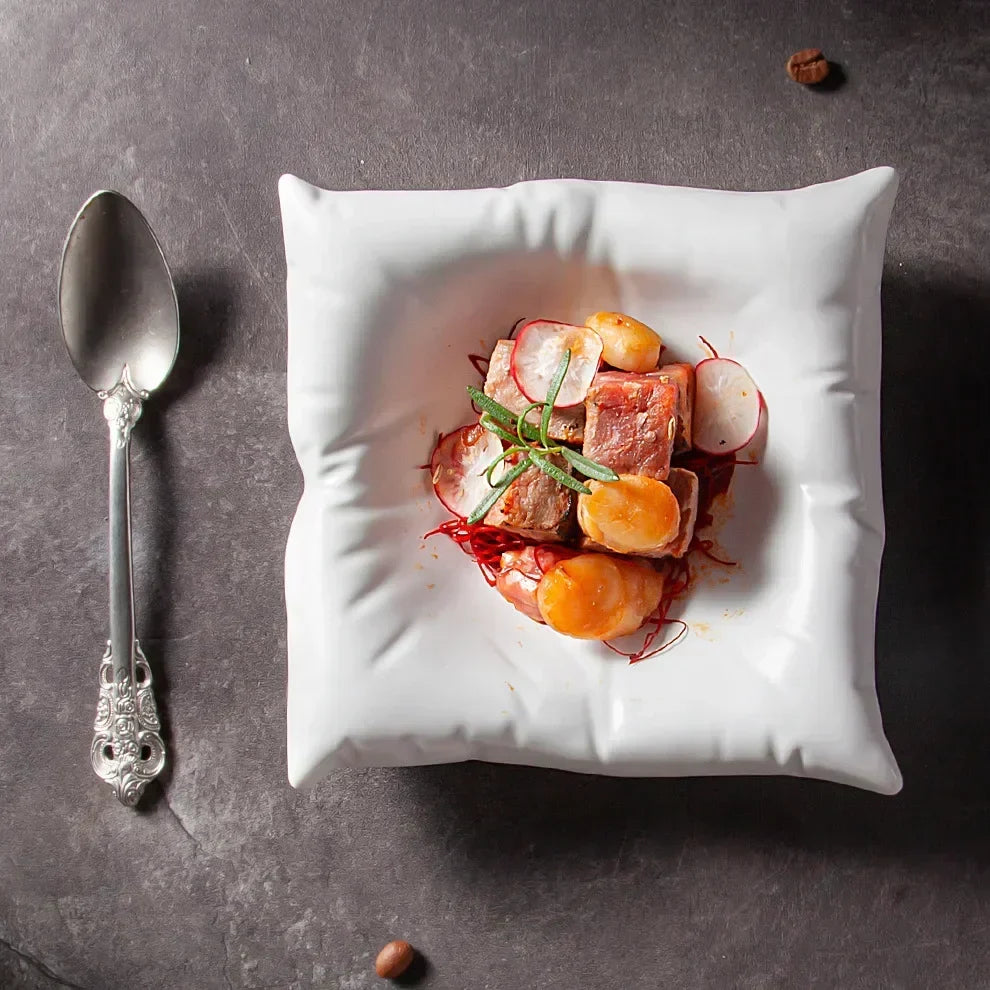 Ceramic Plate Pillow-Shaped Glazed Oven & Microwave Safe