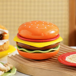 Ceramic Plate Set Hamburger Stack Design Set of 6