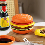 Ceramic Plate Set Hamburger Stack Design Set of 6