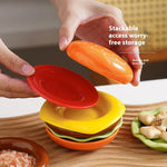 Ceramic Plate Set Hamburger Stack Design Set of 6