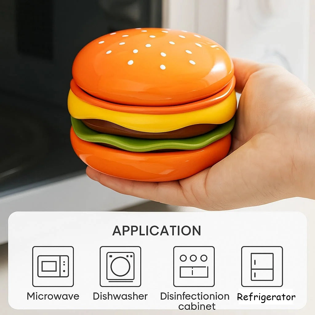 Ceramic Plate Set Hamburger Stack Design Set of 6