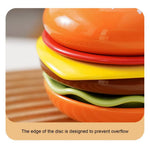Ceramic Plate Set Hamburger Stack Design Set of 6