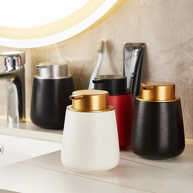 Ceramic Soap Dispenser Matte Finish One-Handed Pump Large Capacity