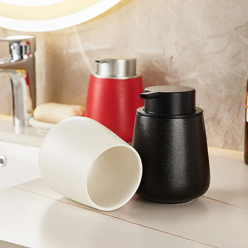 Ceramic Soap Dispenser Matte Finish One-Handed Pump Large Capacity
