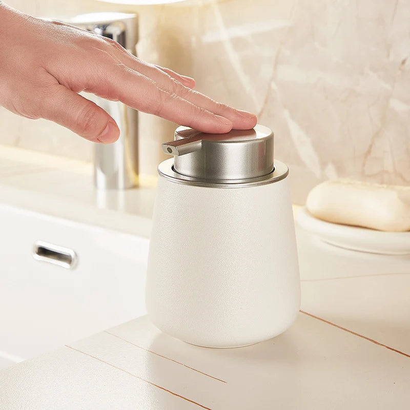 Ceramic Soap Dispenser Matte Finish One-Handed Pump Large Capacity