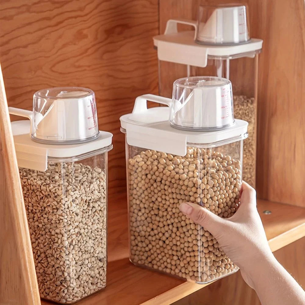 Cereal & Grain Storage Container Clear Stackable Flip-Top Lid