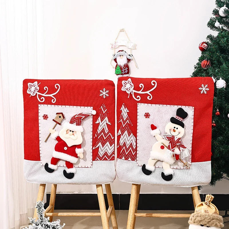 Chair Cover Santa Claus Motif Universal Fit Machine-Washable