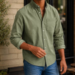 Chambray Shirt Cotton Blend Relaxed Fit Soft Worn-In Feel