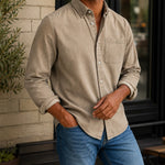 Chambray Shirt Cotton Blend Relaxed Fit Soft Worn-In Feel