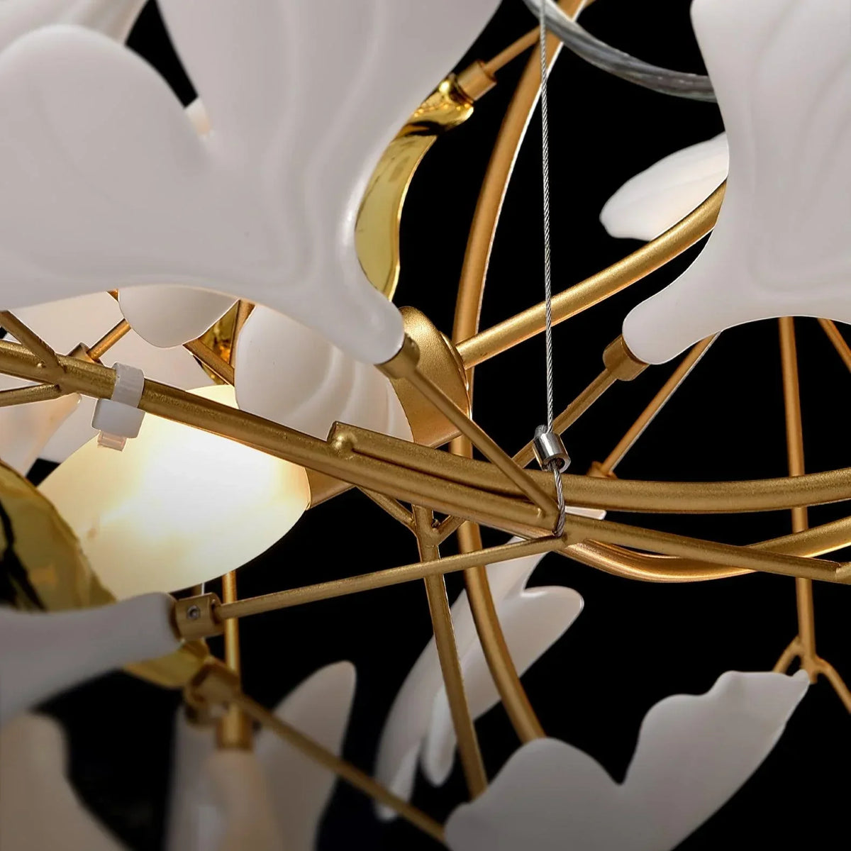 Chandelier U-Shaped Design Handmade Ceramic Elements