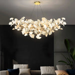 Chandelier U-Shaped Design Handmade Ceramic Elements