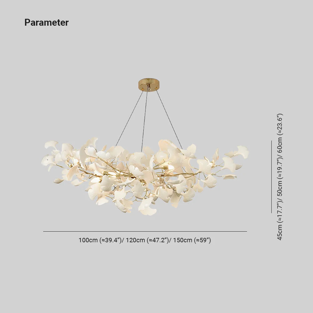 Chandelier U-Shaped Design Handmade Ceramic Elements