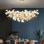 Chandelier U-Shaped Design Handmade Ceramic Elements