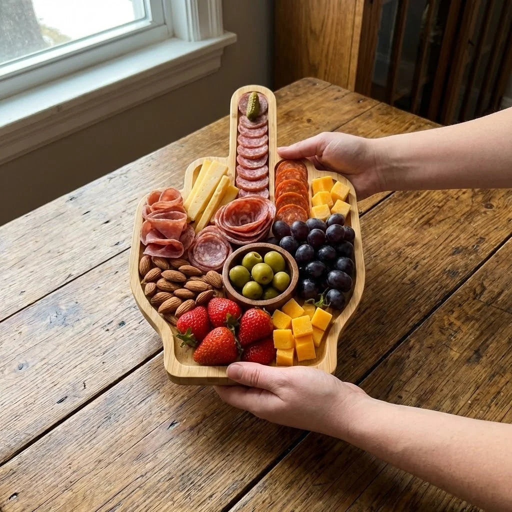 Charcuterie Board Wood Middle Finger Design