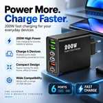 Charger 200W Six-Port Fast Charging for Multiple Devices