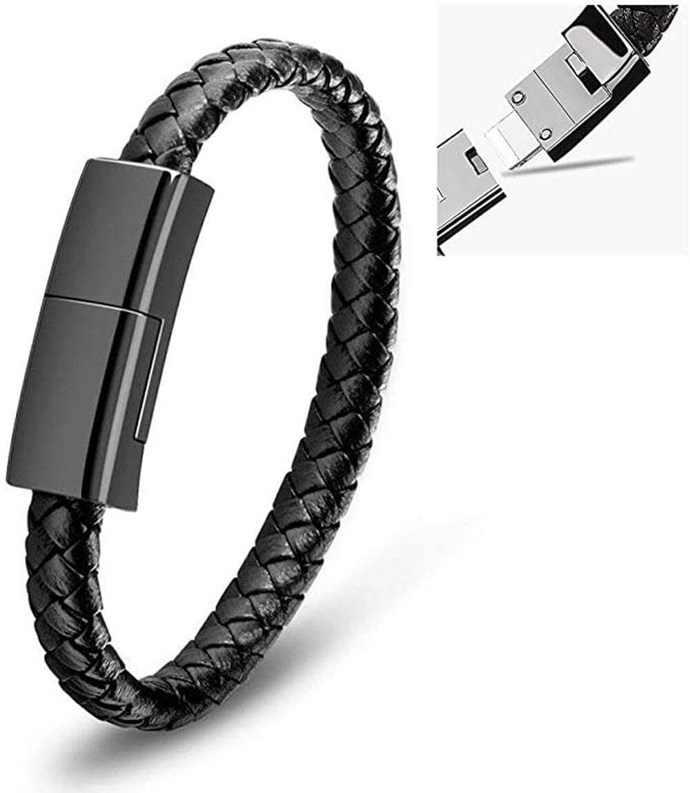 Charging Bracelet USB Braided PU Leather Waterproof