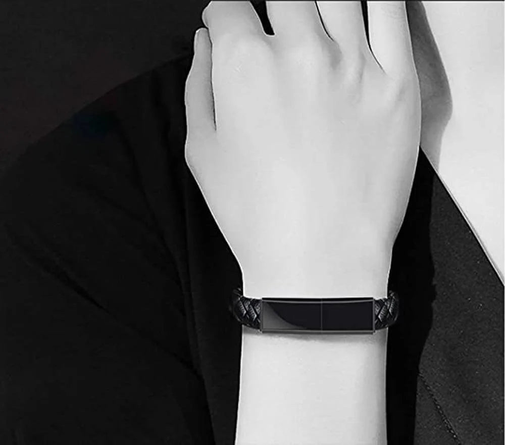 Charging Bracelet USB Braided PU Leather Waterproof