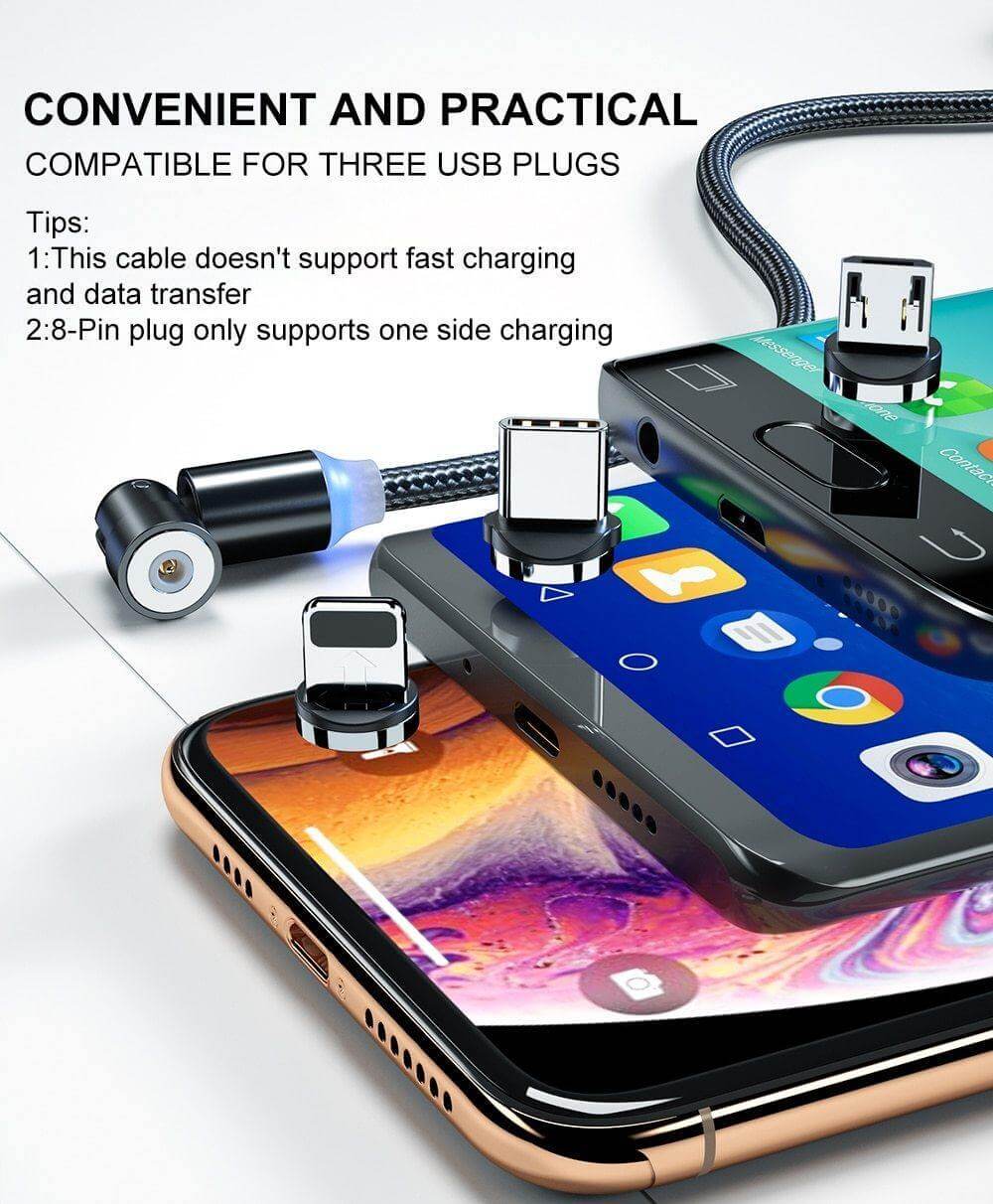Charging Cable Magnetic Multi-Connector Rotatable LED Indicator