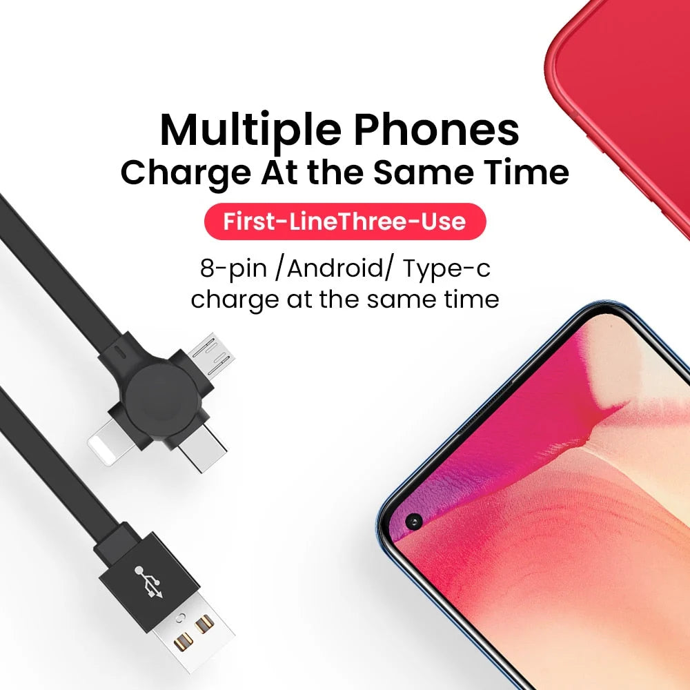 Charging Cable Retractable 3-in-1 Lightning USB-C Micro-USB