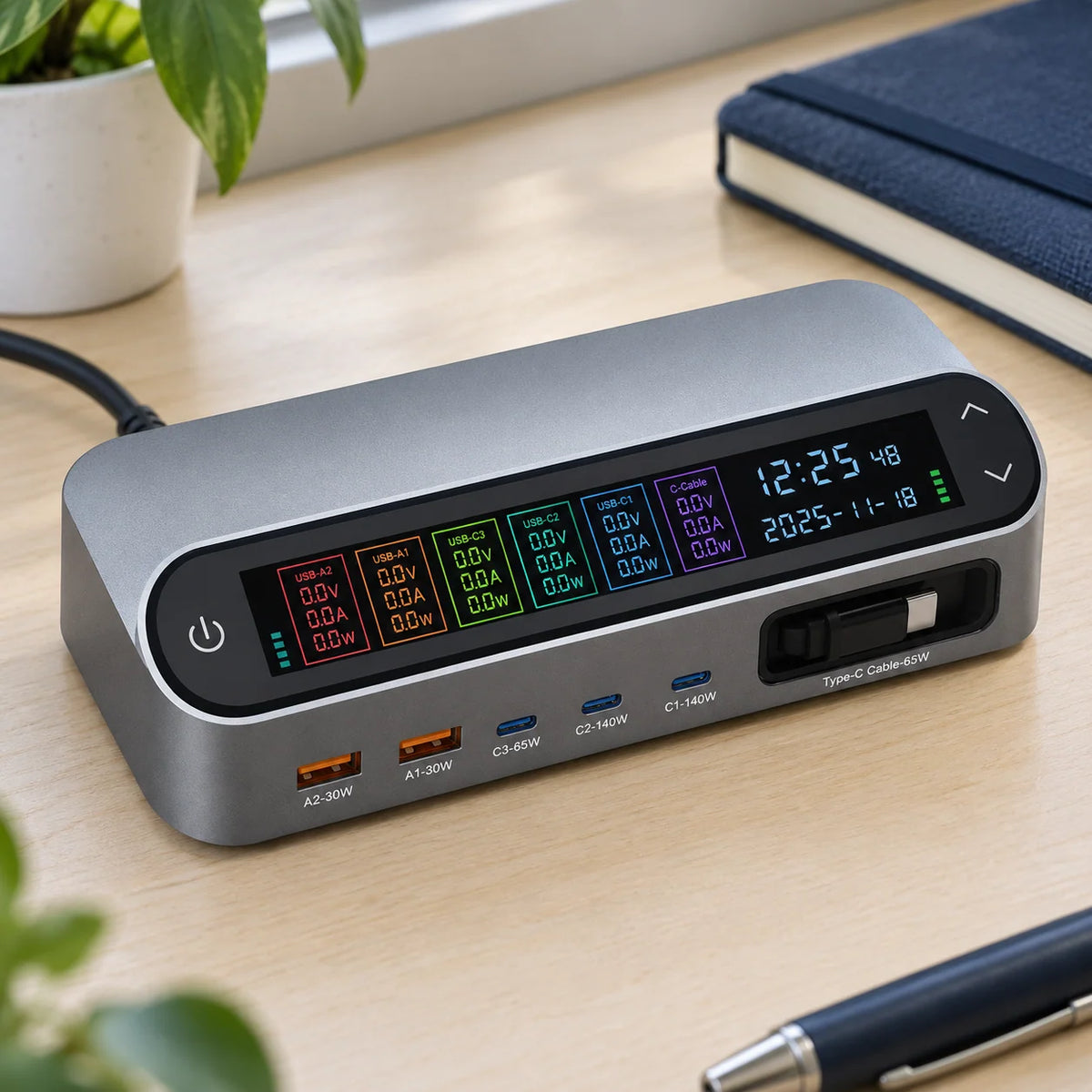 Charging Station LCD Display 5-Port GaN USB Charger