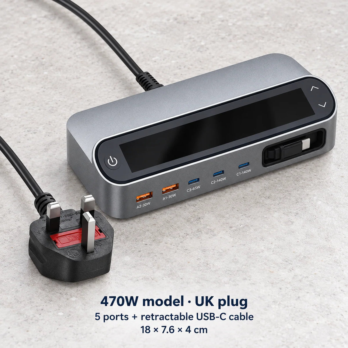 Charging Station LCD Display 5-Port GaN USB Charger