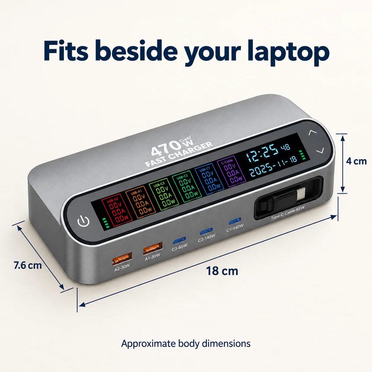 Charging Station LCD Display 5-Port GaN USB Charger