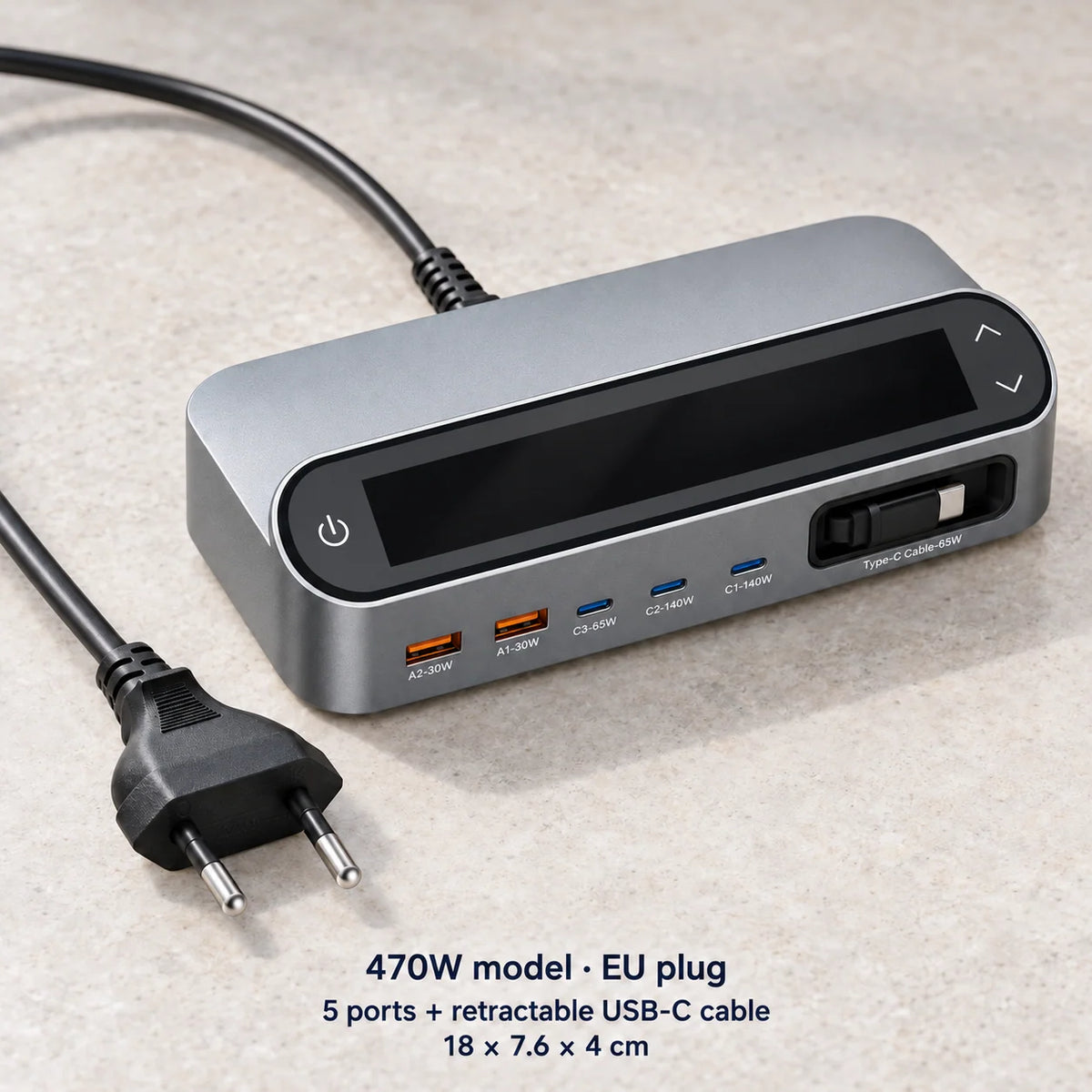 Charging Station LCD Display 5-Port GaN USB Charger