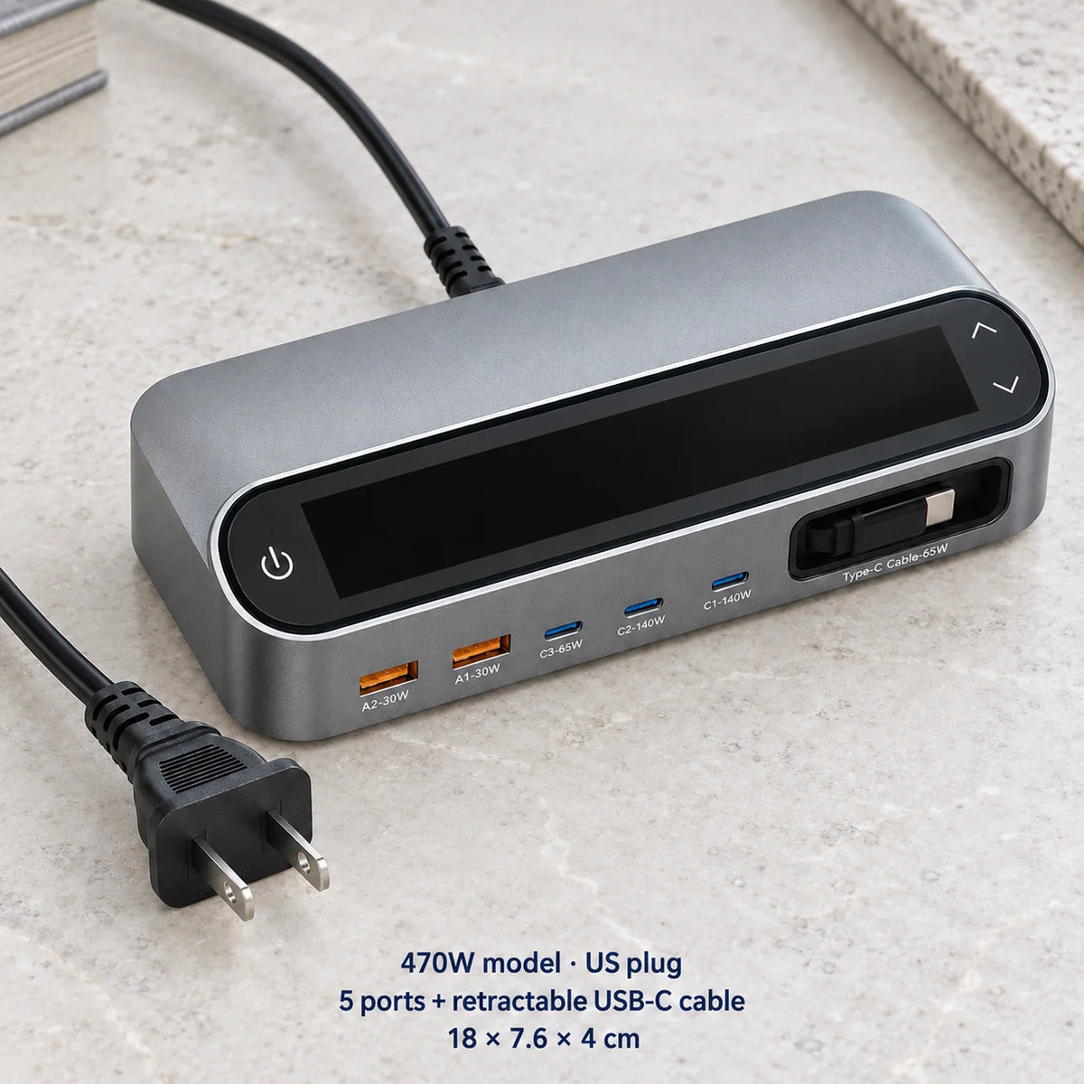 Charging Station LCD Display 5-Port GaN USB Charger