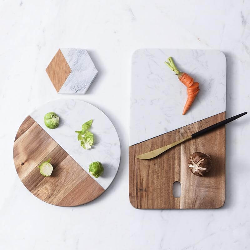 Cheese Board Marble & Wood Handmade Serving Board
