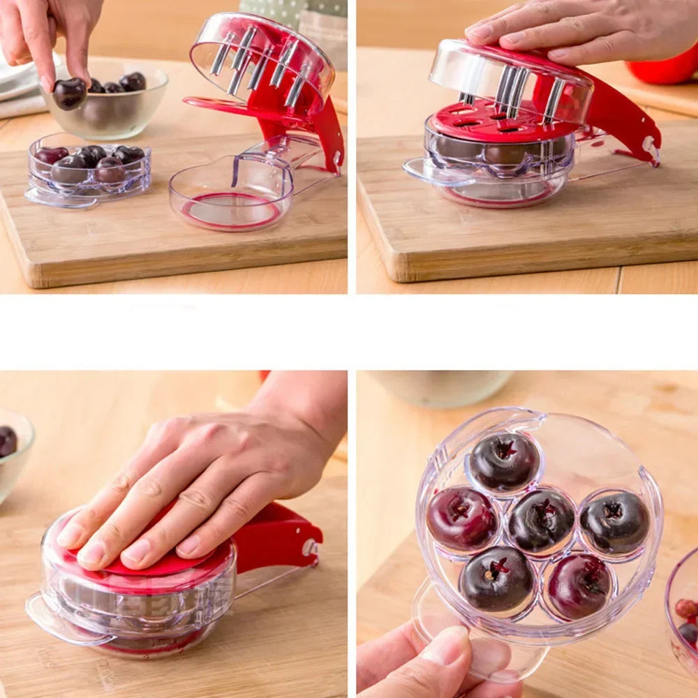 Cherry Pitter Stainless Steel Blade Press-Down Design