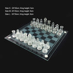 Chess Set Frosted Crystal Pieces Glass Board Satin Finish