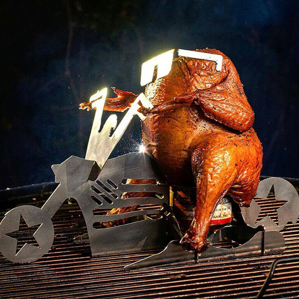 Chicken Roasting Stand Stainless Steel Motorcycle Design For Grill & Oven