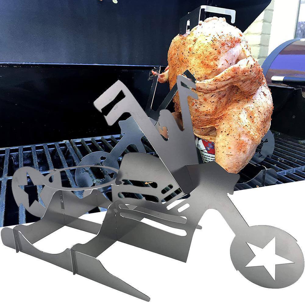Chicken Roasting Stand Stainless Steel Motorcycle Design For Grill & Oven