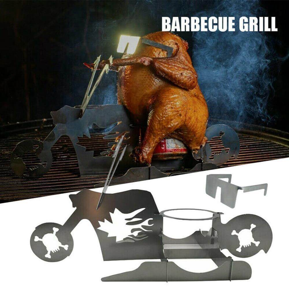 Chicken Roasting Stand Stainless Steel Motorcycle Design For Grill & Oven