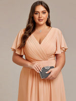 Chiffon Dress V-Neck Short Sleeve Hi-Lo Hem