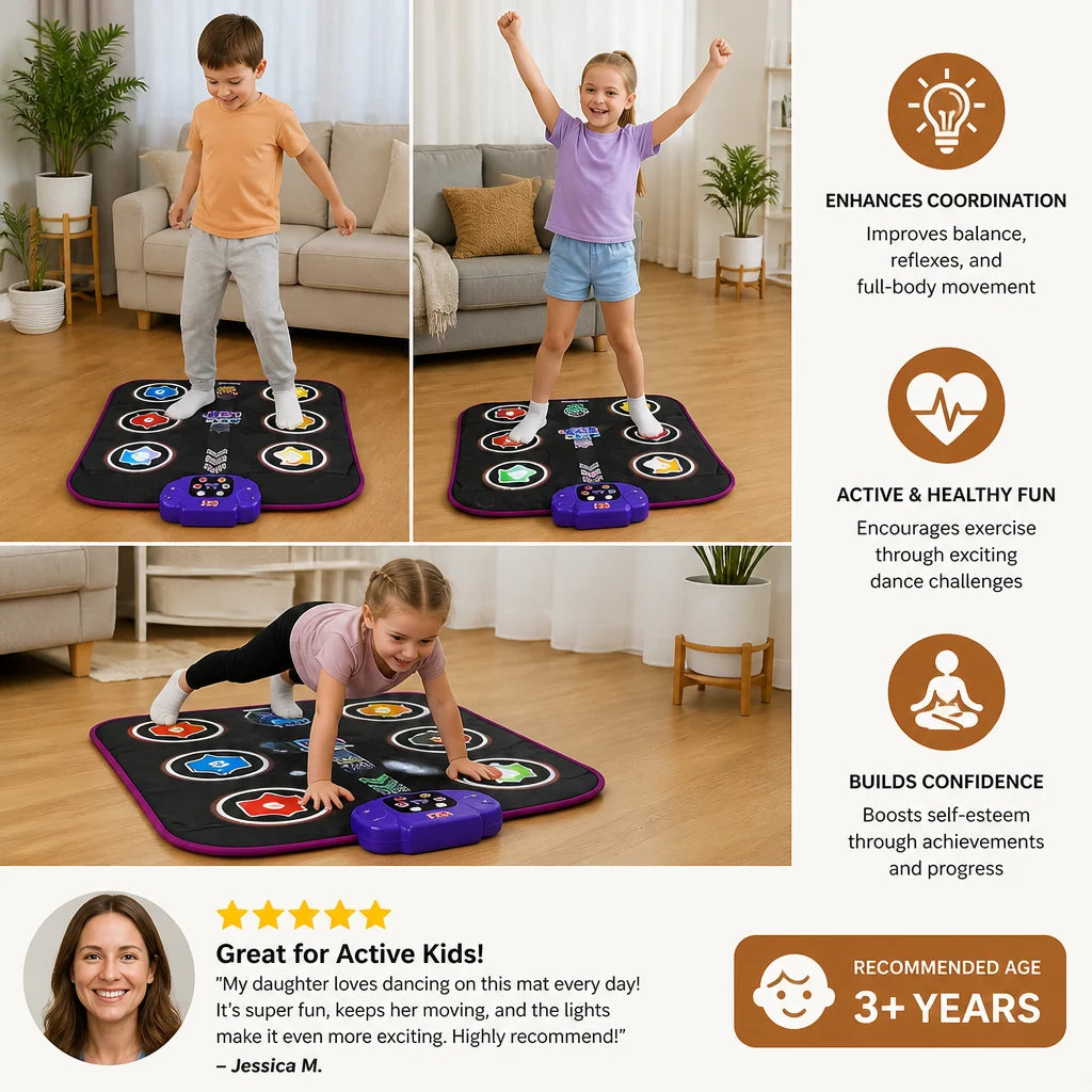 Children's Dance Mat LED Panels Bluetooth & Built-In Speakers