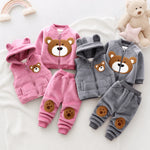 Children’s Fleece Outfit Set Bear Print 3-Piece Warm Outfit