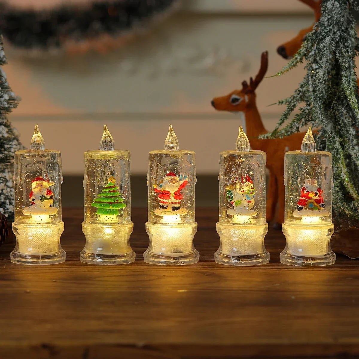 Christmas Candle Figurine Warm LED Battery-Free